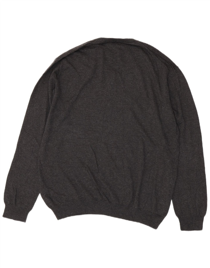 Męski sweter Gant z dekoltem w kształcie litery V, 2XL, szara bawełna