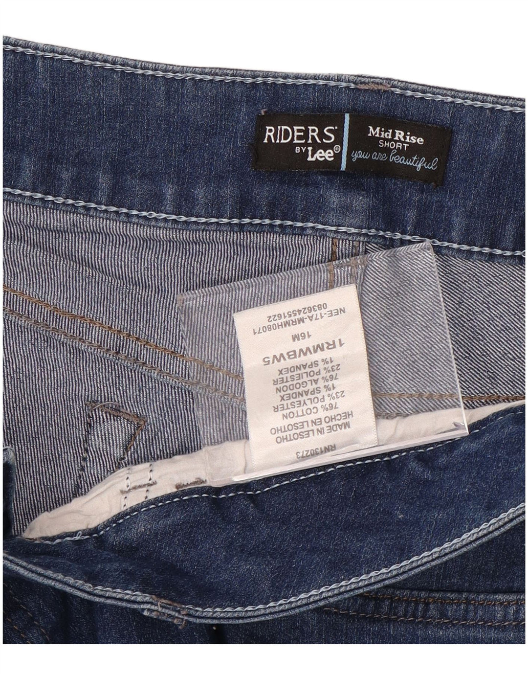 Damskie spodenki jeansowe Lee Riders ze średnim stanem US 16 2XL W36, niebieska bawełna
