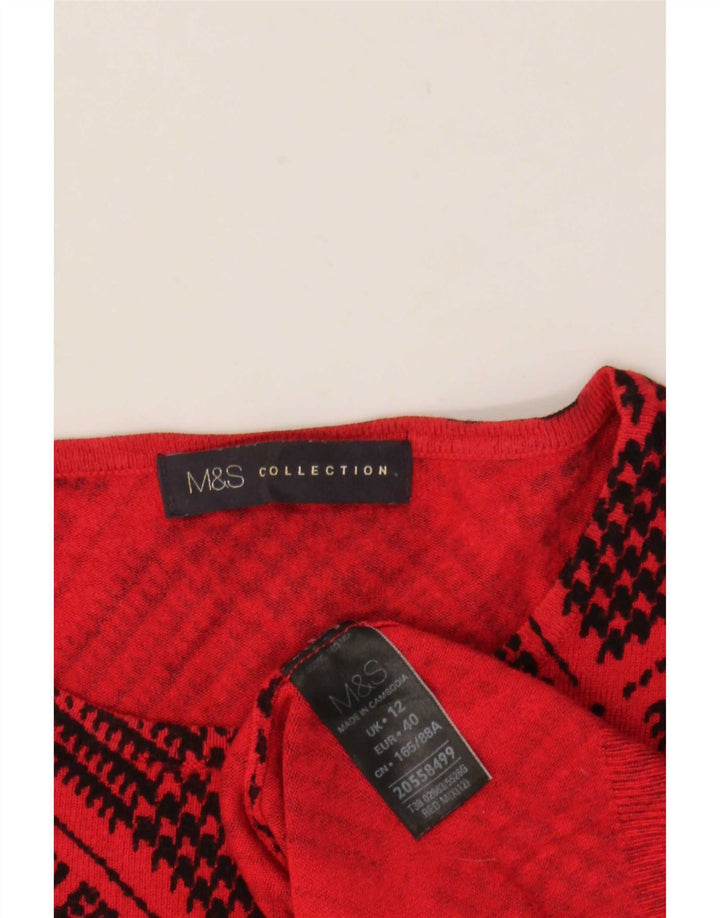 Marks & Spencer Damski sweter z dekoltem w łódkę, UK 12, średni czerwony