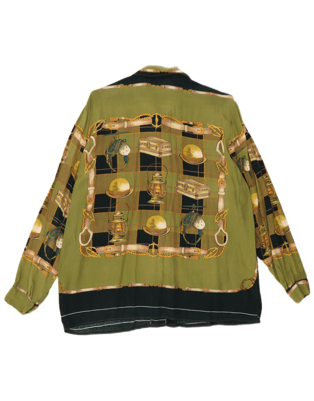 Koszula damska w stylu vintage w abstrakcyjny wzór UK 18 XL, zielona