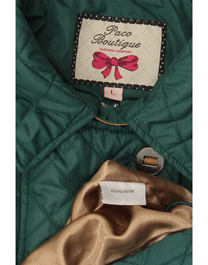 Damski pikowany wiatrówka Paco Boutique UK 16, duży, zielony poliester