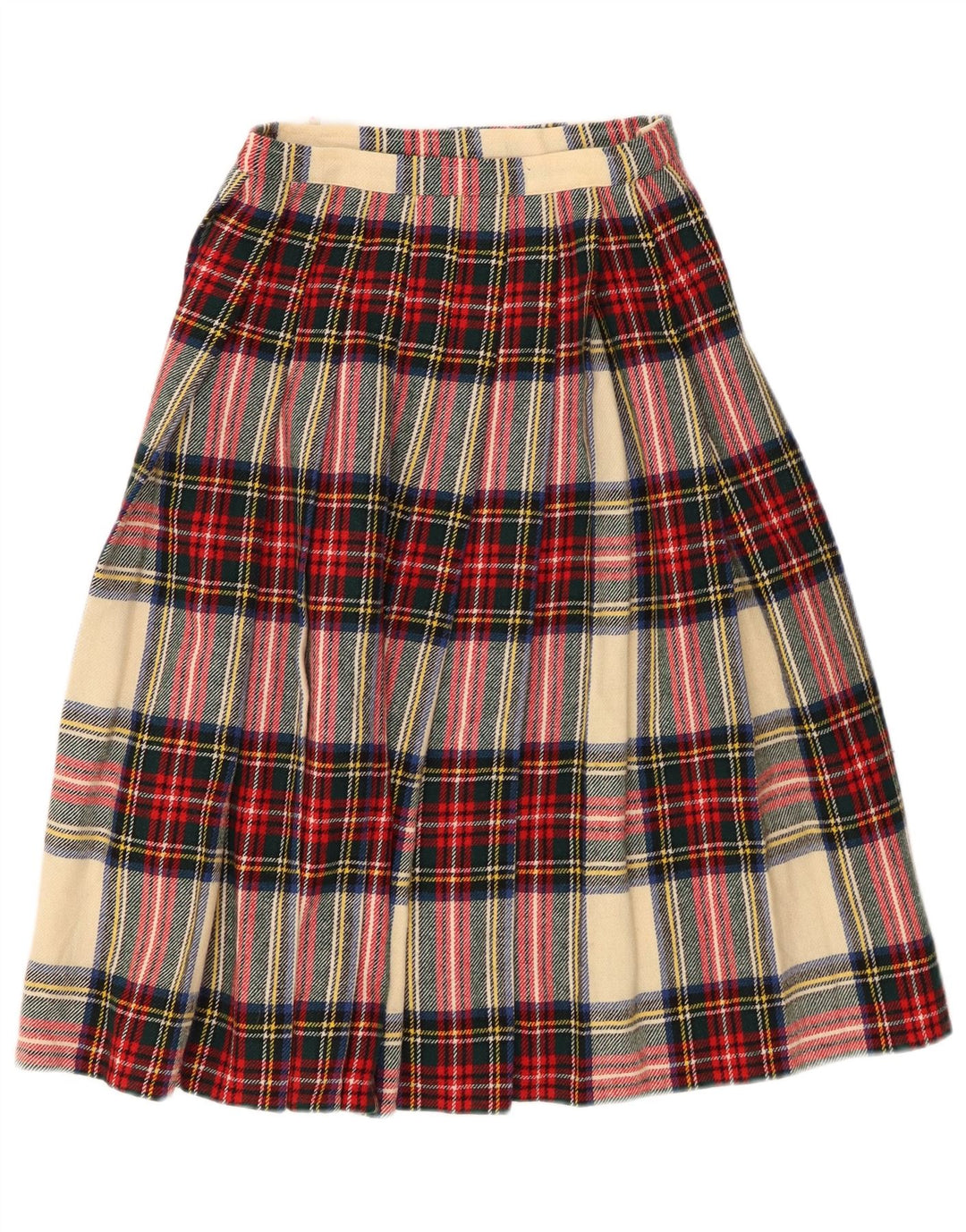 Damska spódnica kopertowa VINTAGE W24 XS Wielobarwna wełniana krata