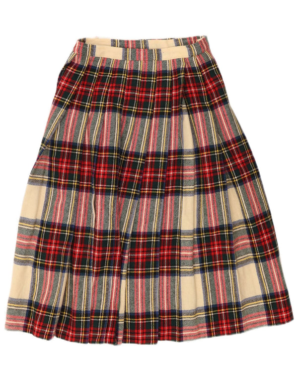 Damska spódnica kopertowa VINTAGE W24 XS Wielobarwna wełniana krata