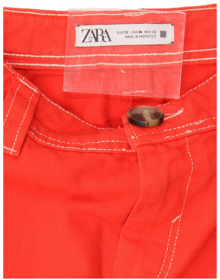 Damskie spodnie codzienne ZARA z wysokim stanem i szerokimi nogawkami EU 32 2XS W22 L26 Pomarańczowe