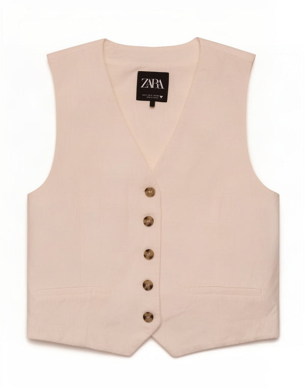 Kamizelka damska Zara UK 10 Small Biała Wiskoza
