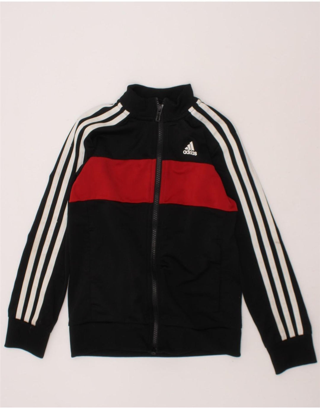ADIDAS Boys Tracksuit Top Jacket 7-8 Years Black Colourblock Polyester Vintage Adidas and Second-Hand Adidas from Messina Hembry 