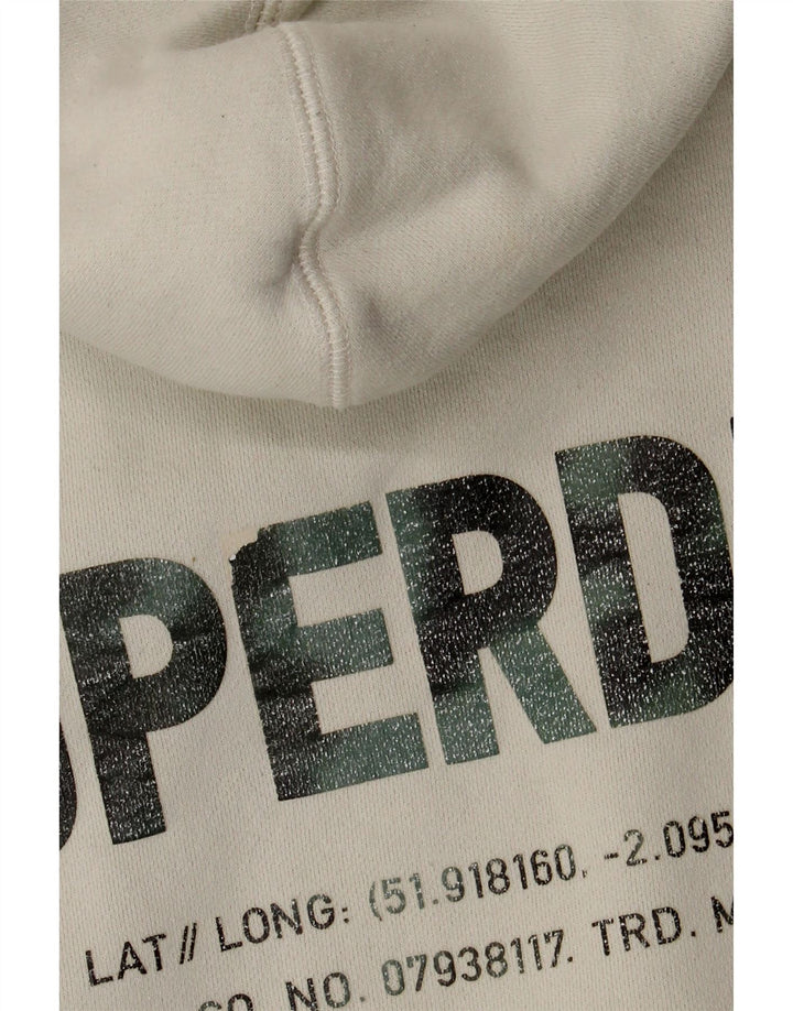 Męski sweter z kapturem Superdry z grafiką, średni biały, bawełniany