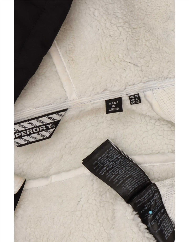 Superdry damska kurtka wiatrówka z kapturem UK 10 mała czarna poliester