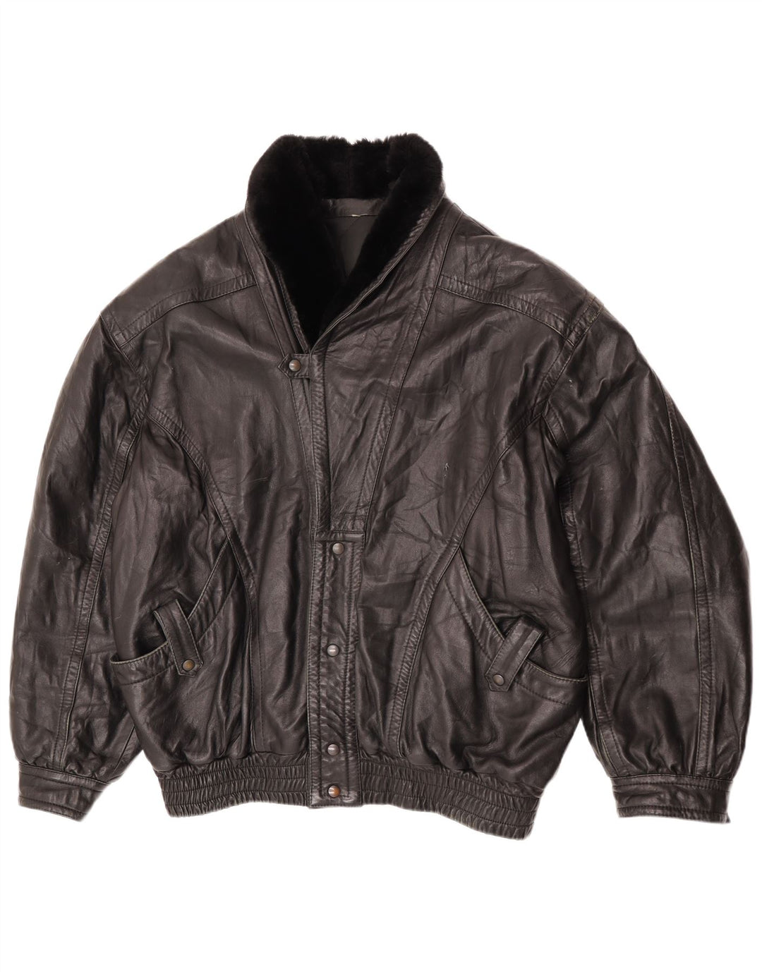 Vintage męska skórzana kurtka UK 42 XL czarna skóra