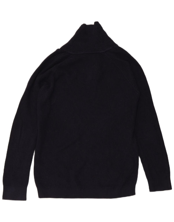 Męski sweter ZARA z szalowym dekoltem, średni granatowy, bawełniany