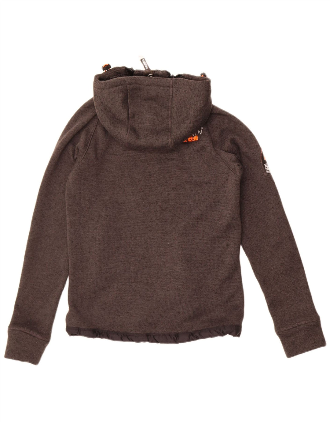 Męska dzianinowa kurtka bomber z kapturem Superdry UK 36, mały, szary, nakrapiany poliester
