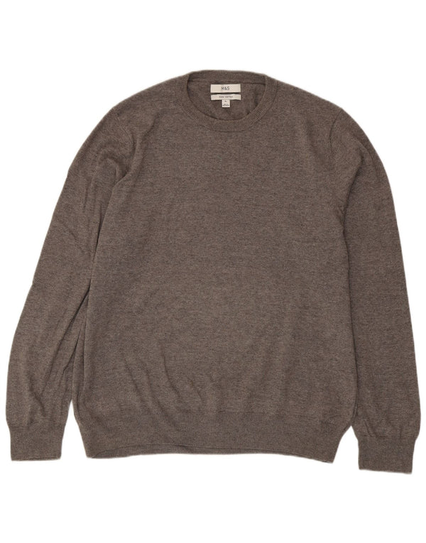 Marks & Spencer Męski sweter z okrągłym dekoltem XL, szary, bawełniany