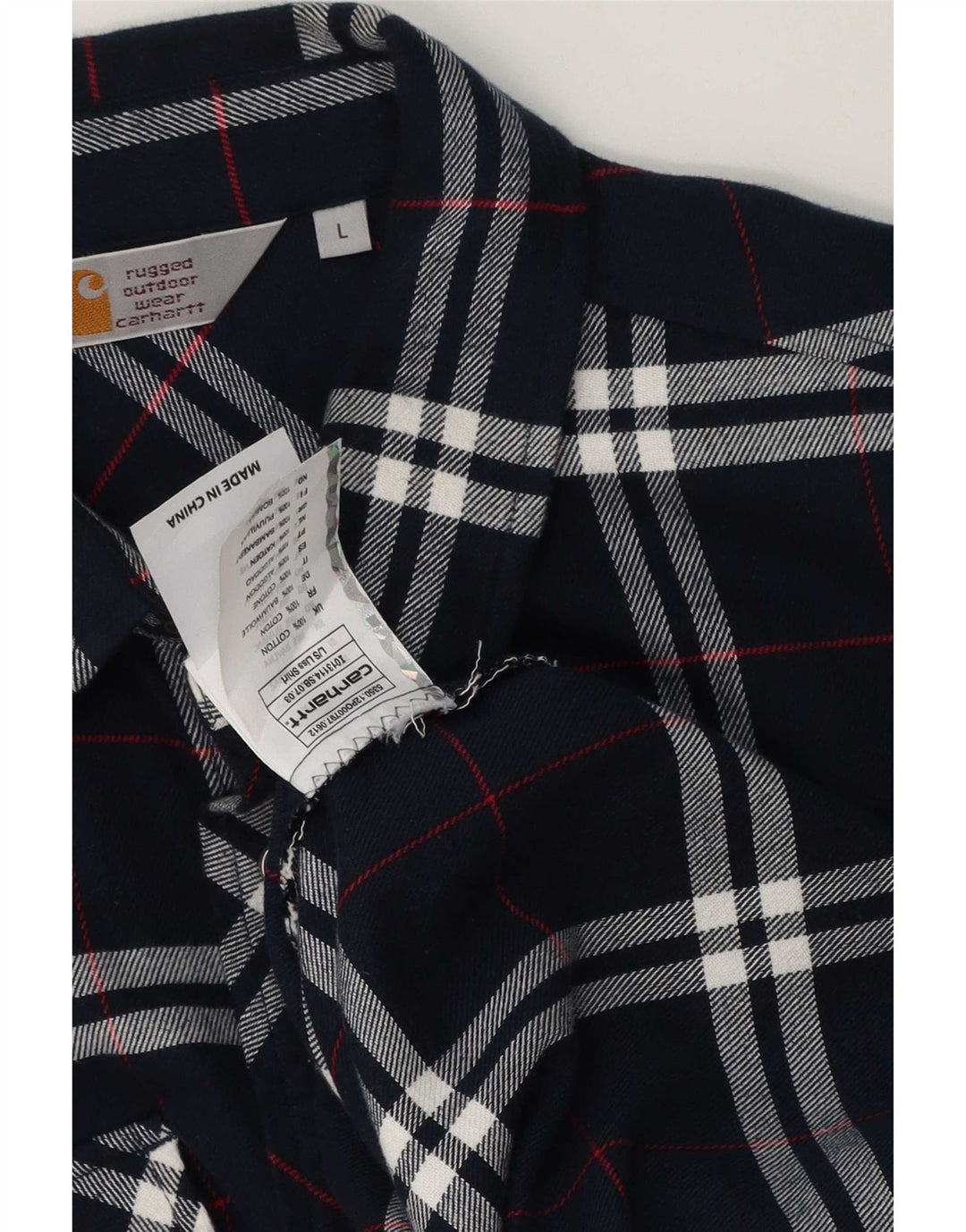 Koszula flanelowa męska Carhartt, duża, bawełniana w granatową kratę