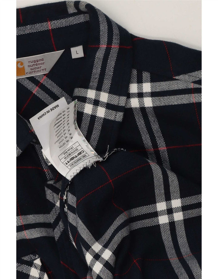 Koszula flanelowa męska Carhartt, duża, bawełniana w granatową kratę