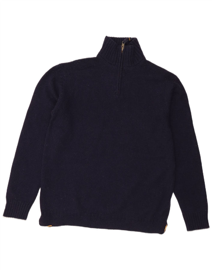 Boden Męski sweter zapinany na zamek, duży, granatowy, z owczej wełny