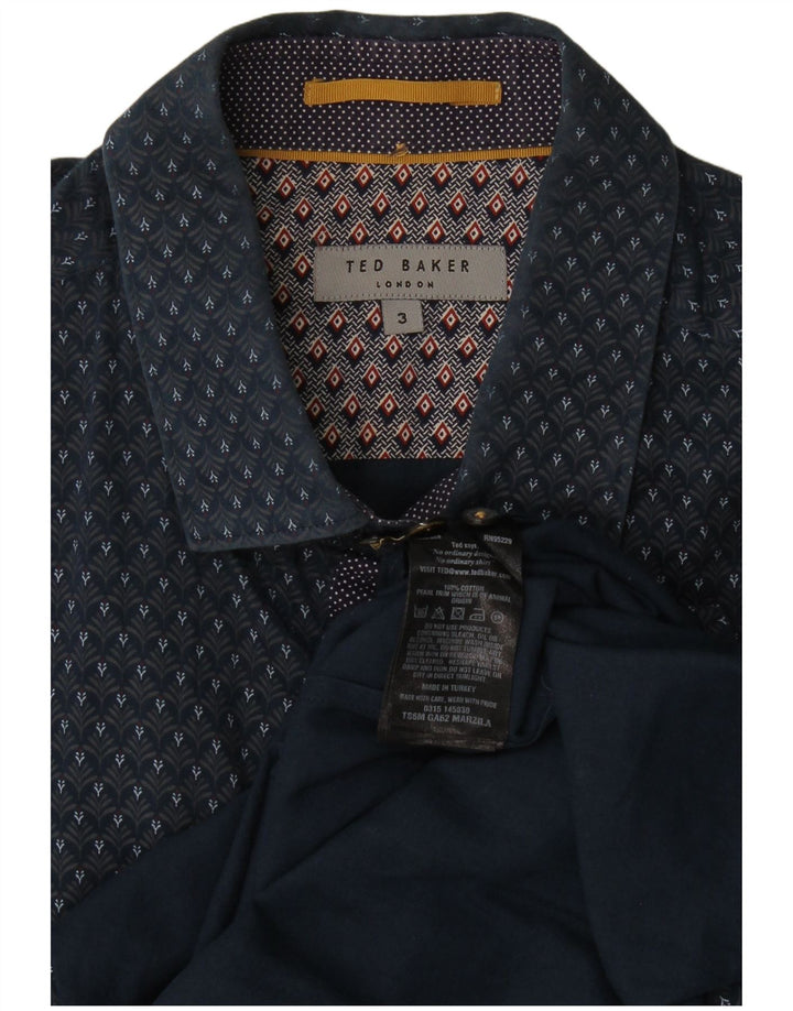 Koszula męska Ted Baker, rozmiar 3, średnia, granatowa, bawełniana w kwiaty
