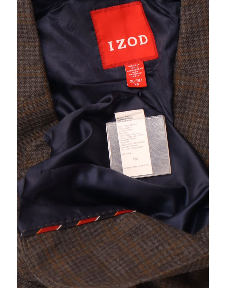 IZOD Męska marynarka zapinana na 2 guziki, UK 42 XL, szary poliester w kratkę