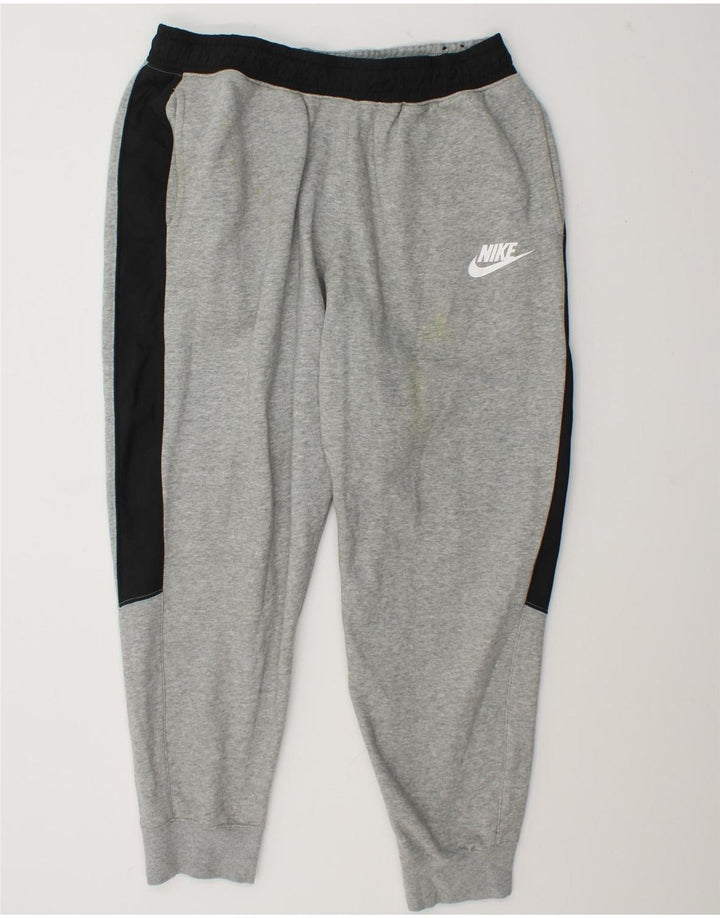 Pełny dres męski Nike, duży, szary, bawełniany z blokami kolorów