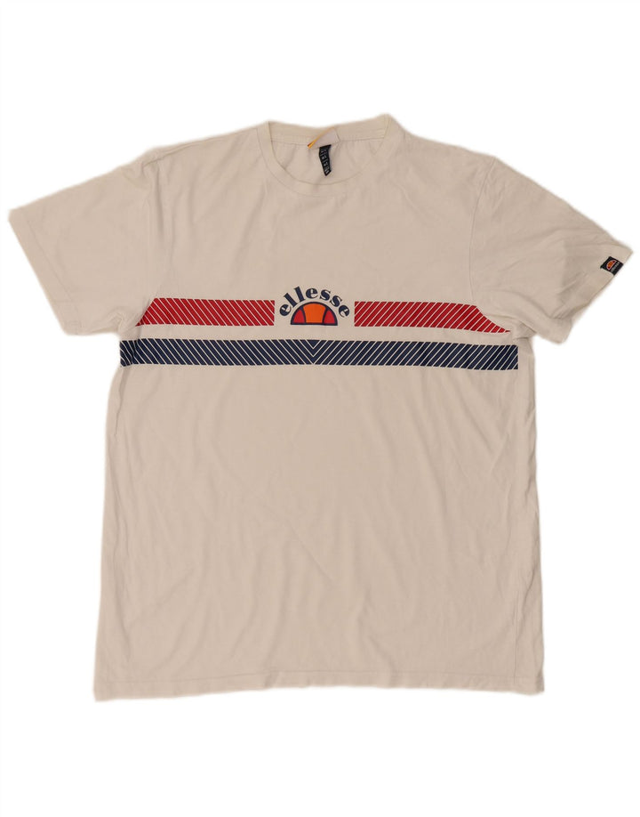 T-shirt męski ELLESSE, duży, biały, z blokami kolorów