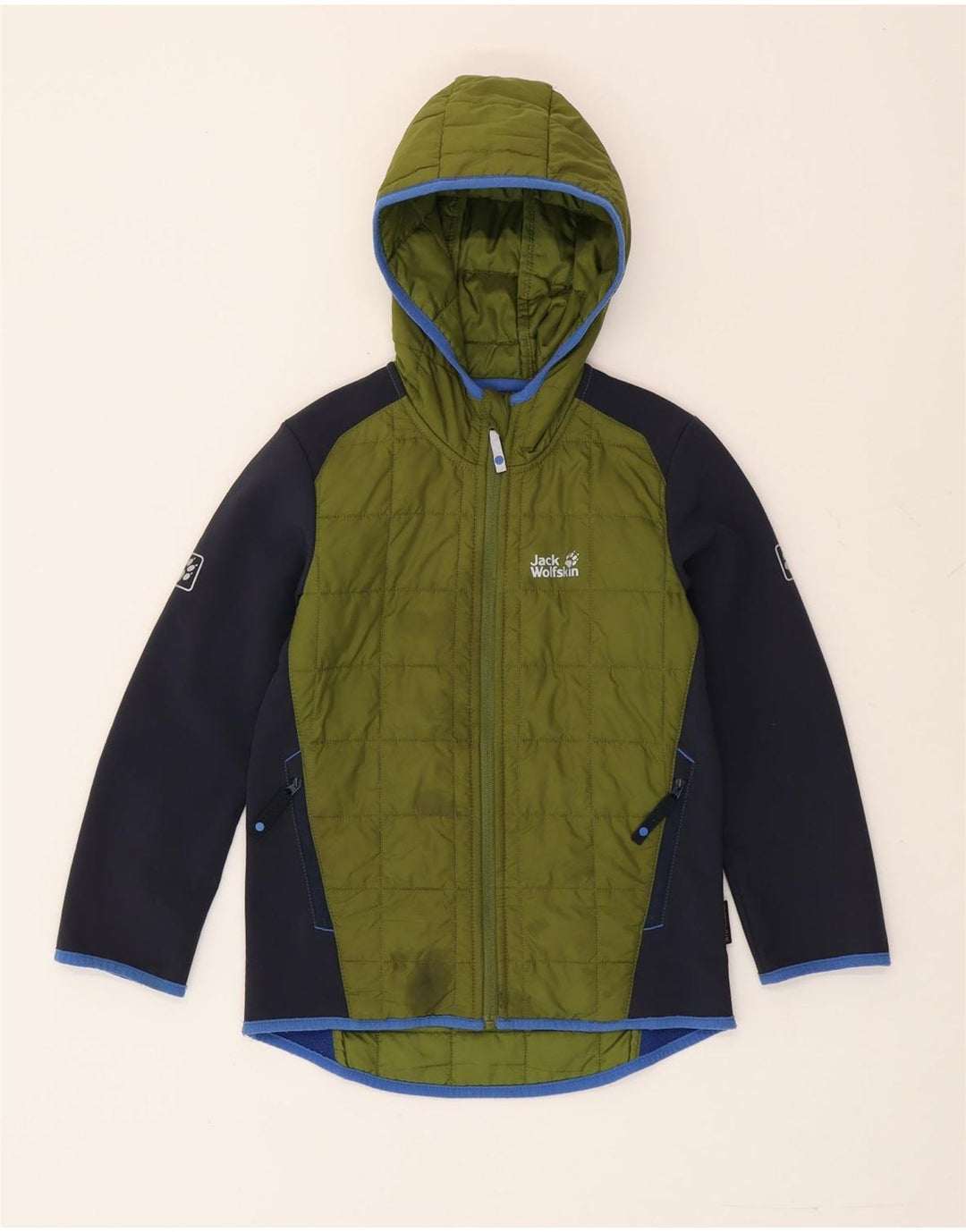 Wyściełana kurtka chłopięca z kapturem Jack Wolfskin, 7-8 lat, w kolorze zielonym
