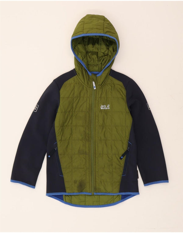 Wyściełana kurtka chłopięca z kapturem Jack Wolfskin, 7-8 lat, w kolorze zielonym