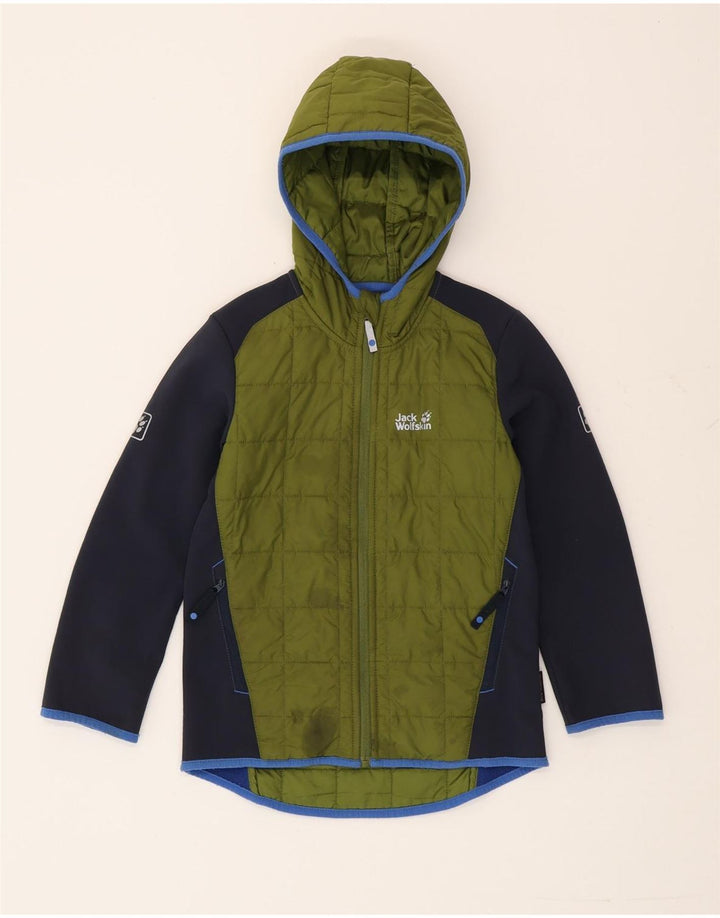 Wyściełana kurtka chłopięca z kapturem Jack Wolfskin, 7-8 lat, w kolorze zielonym