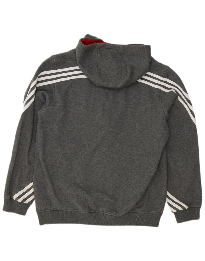 Adidas Męski sweter z kapturem i zamkiem błyskawicznym, duży, szary, bawełniany