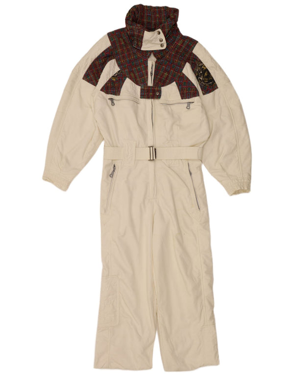 CHERVO Womens Ski Jumpsuit IT 42 Medium  White Check Polyamide