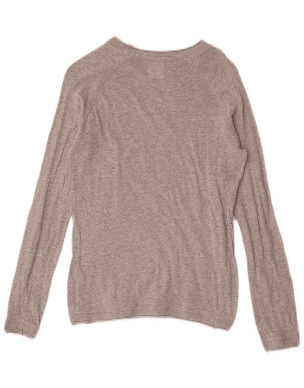 Zara Męski sweter z dekoltem w łódkę, mały, szary, bawełniany w plamki