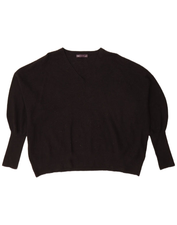 Marks & Spencer Damski sweter oversize z dekoltem w kształcie litery V, UK 18 XL, czarny