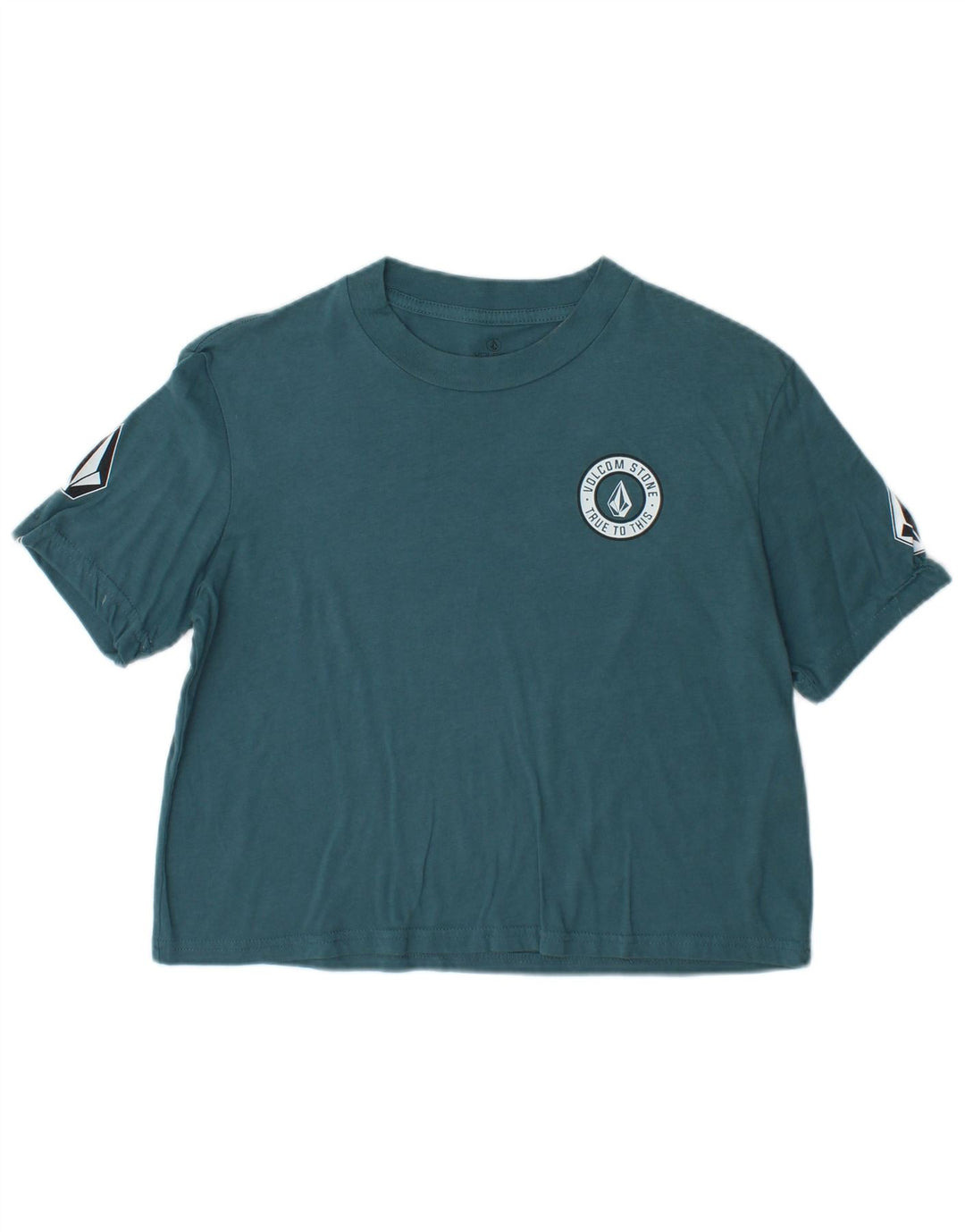 Damska koszulka o luźnym kroju z grafiką Volcom, rozmiar 4/6, mała niebieska