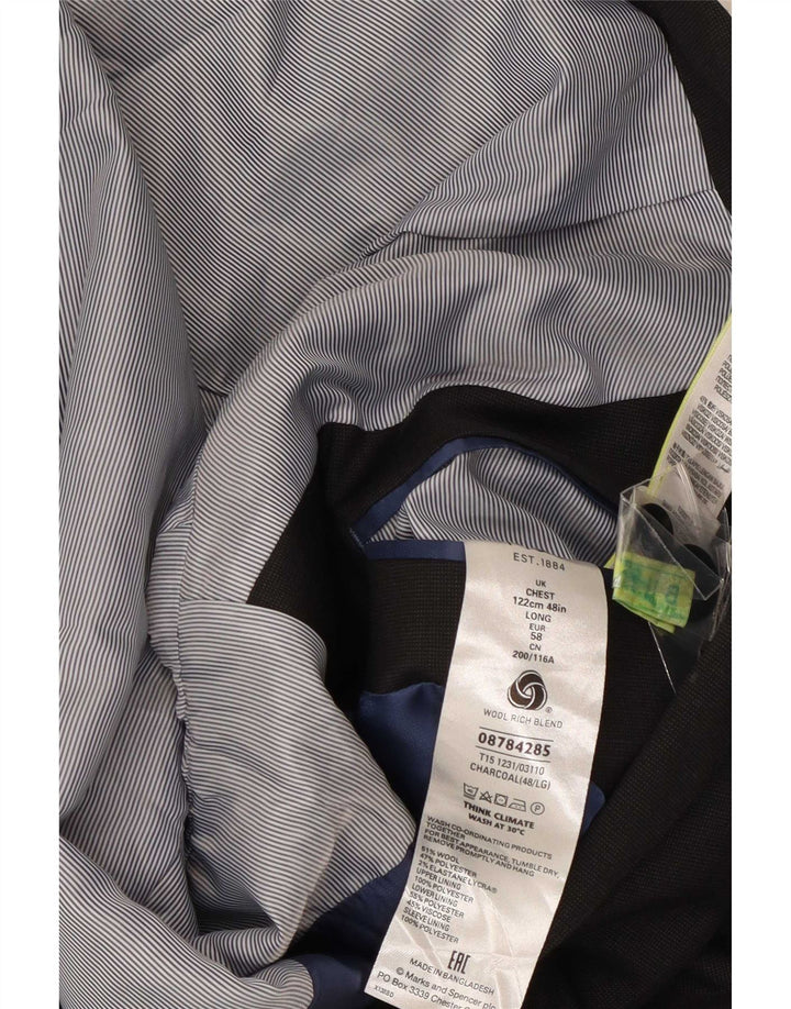 Marks & Spencer Męska marynarka zapinana na 2 guziki UK 48 2XL Szara wełna