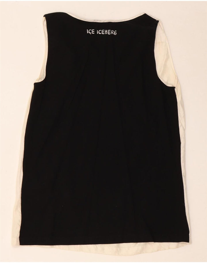 Damska bluzka z grafiką ICEBERG Top UK 8, mała, złamana biel, blok kolorów