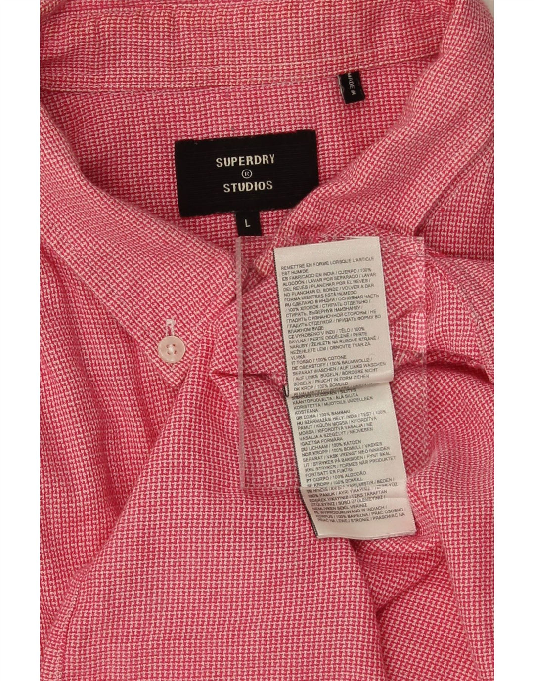SUPERDRY Mens Shirt Large Pink Check Cotton Vintage Superdry and Second-Hand Superdry from Messina Hembry 