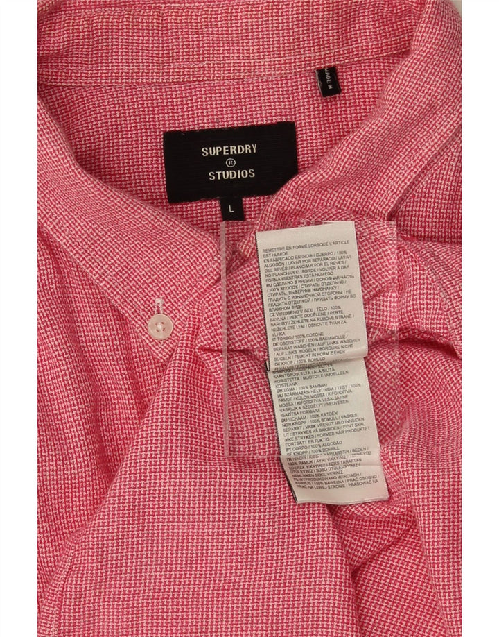 SUPERDRY Mens Shirt Large Pink Check Cotton Vintage Superdry and Second-Hand Superdry from Messina Hembry 