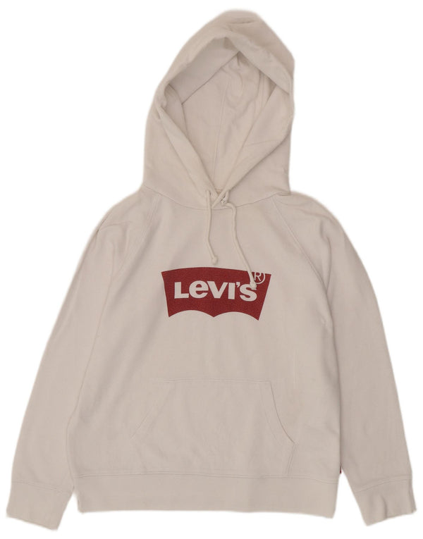 Damski sweter z kapturem LEVI'S UK 14, średni, biały, bawełniany