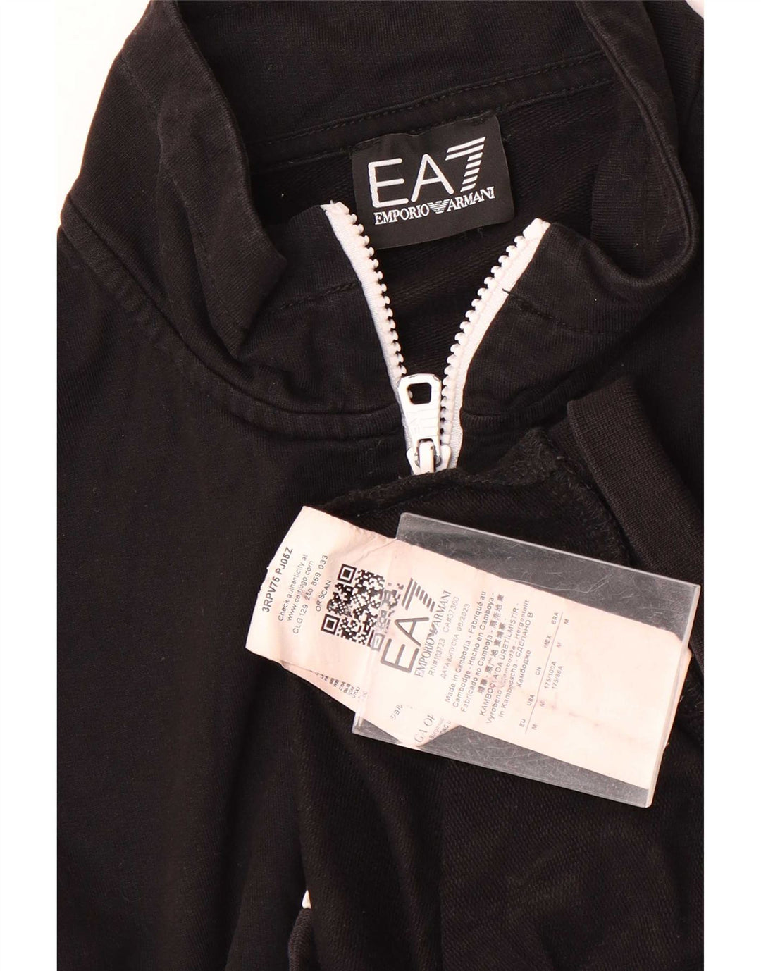 Męska kurtka dresowa Emporio Armani z grafiką, średnia czarna, bawełniana
