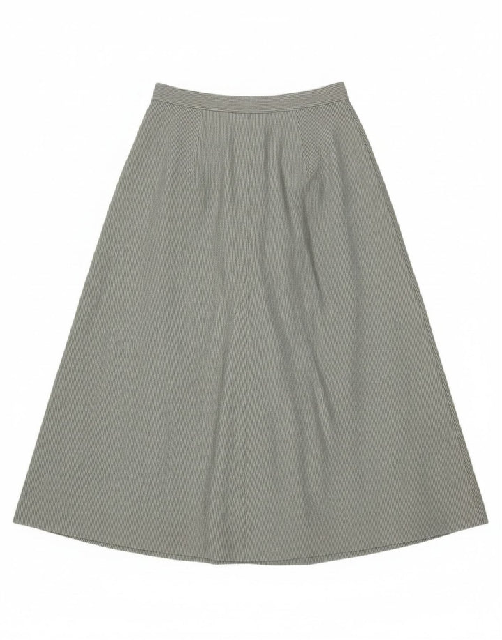 Rozkloszowana spódnica damska w stylu vintage IT 46, duża, W30, poliester w zielone paski