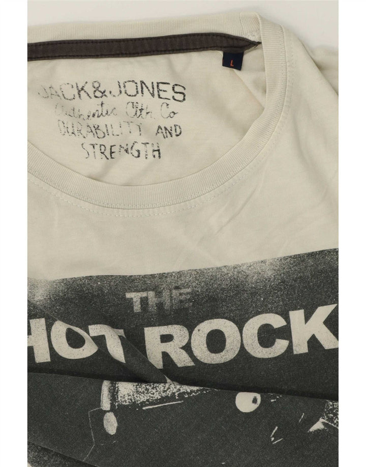 Męski T-shirt z grafiką Jack & Jones, duży, biały