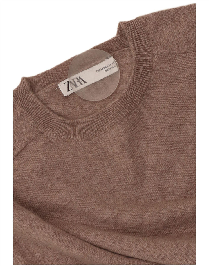 Damski sweter ZARA z okrągłym dekoltem UK 12 Średni brąz