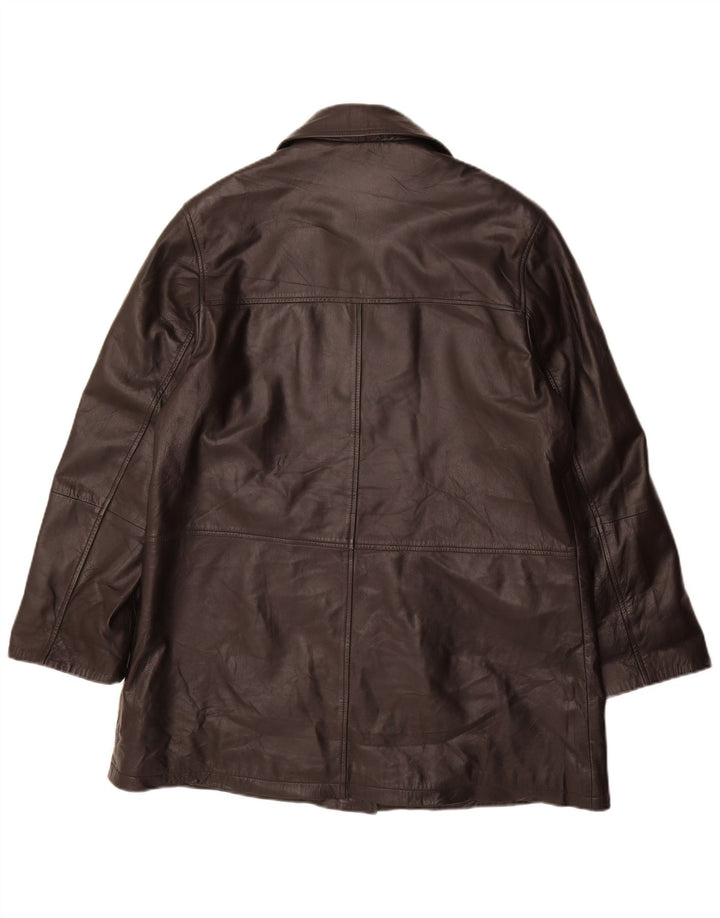 Vintage damski płaszcz skórzany IT 46, duża czarna skóra