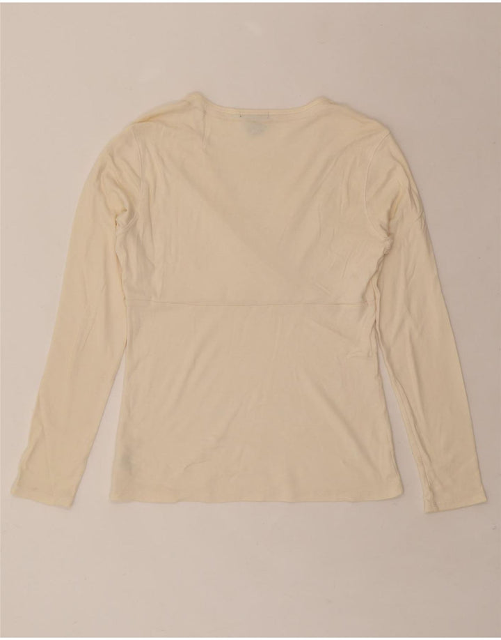 EDDIE BAUER Womens Tall Top Long Sleeve UK 12 Medium Off White Cotton Vintage Eddie Bauer and Second-Hand Eddie Bauer from Messina Hembry 