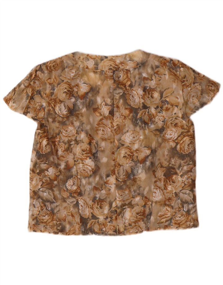 Damska bluzka typu Crop Top IT 42 w stylu vintage, w kolorze średniego beżu, w kwiaty