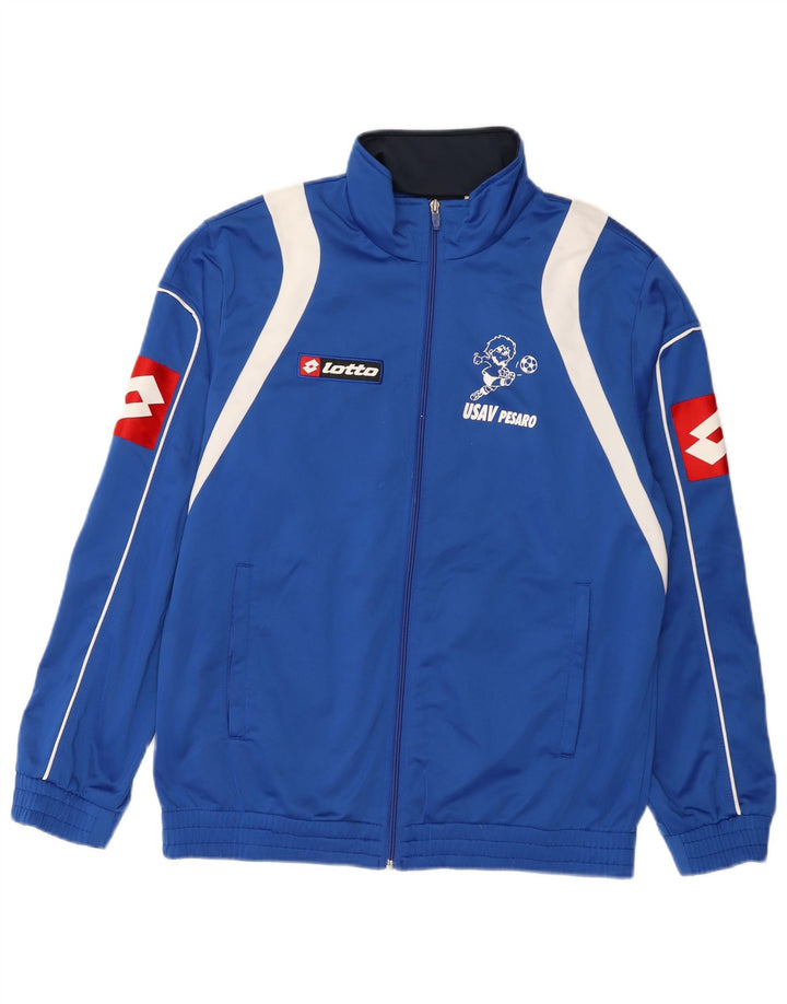 Męska kurtka dresowa Lotto z grafiką, duży niebieski poliester z blokami kolorów