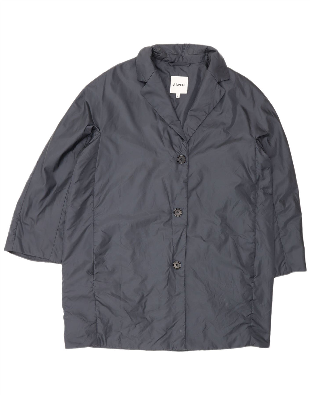 Damski płaszcz o luźnym kroju Aspesi UK 16, duży, niebieski poliamid