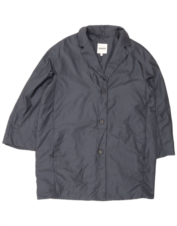 Damski płaszcz o luźnym kroju Aspesi UK 16, duży, niebieski poliamid