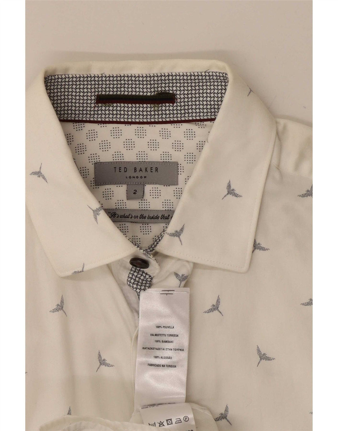 Koszula męska Ted Baker w abstrakcyjny wzór, rozmiar 2, mała, biała, bawełniana