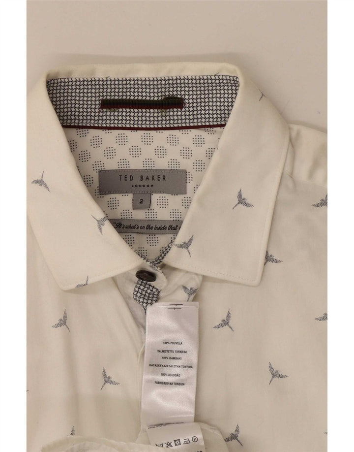 Koszula męska Ted Baker w abstrakcyjny wzór, rozmiar 2, mała, biała, bawełniana