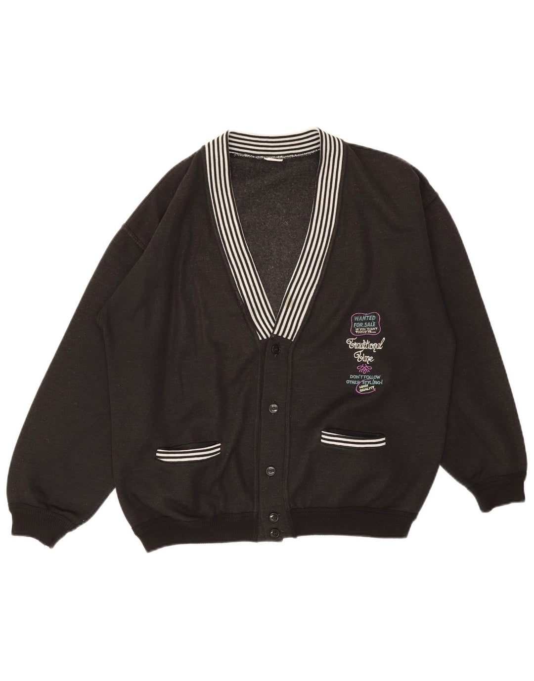 Męski sweter z grafiką w stylu vintage, średni czarny