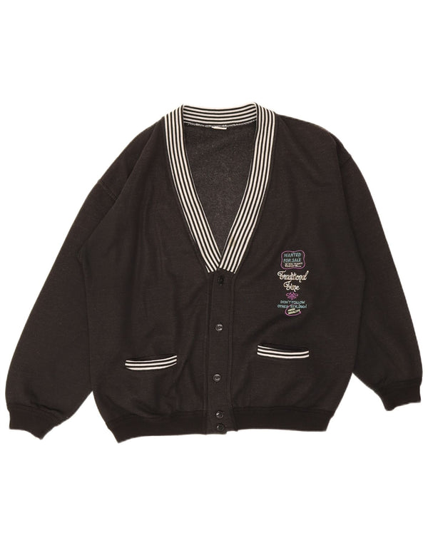 Męski sweter z grafiką w stylu vintage, średni czarny